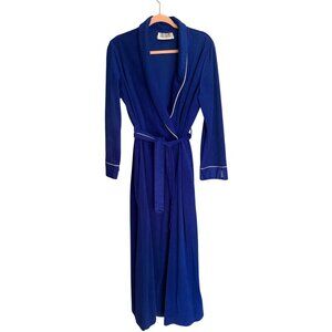 Bill Blass Womens Long-sleeved Robe Size S/M Blue Matching Tie Belt Vintage